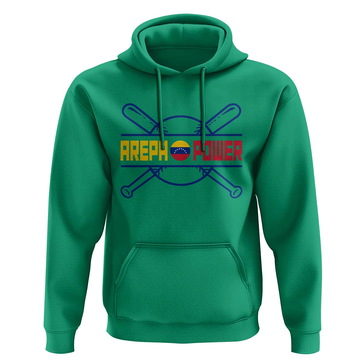 Arepa Power Baseball Crossed Bats Hoodie Funny Venezuelan Pride Gift for Latino Sports Fans
