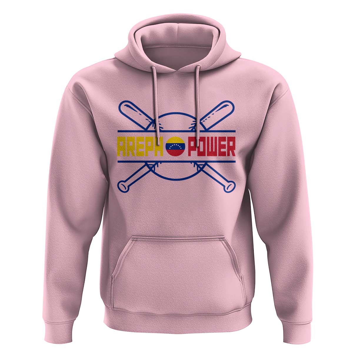 Arepa Power Baseball Crossed Bats Hoodie Funny Venezuelan Pride Gift for Latino Sports Fans