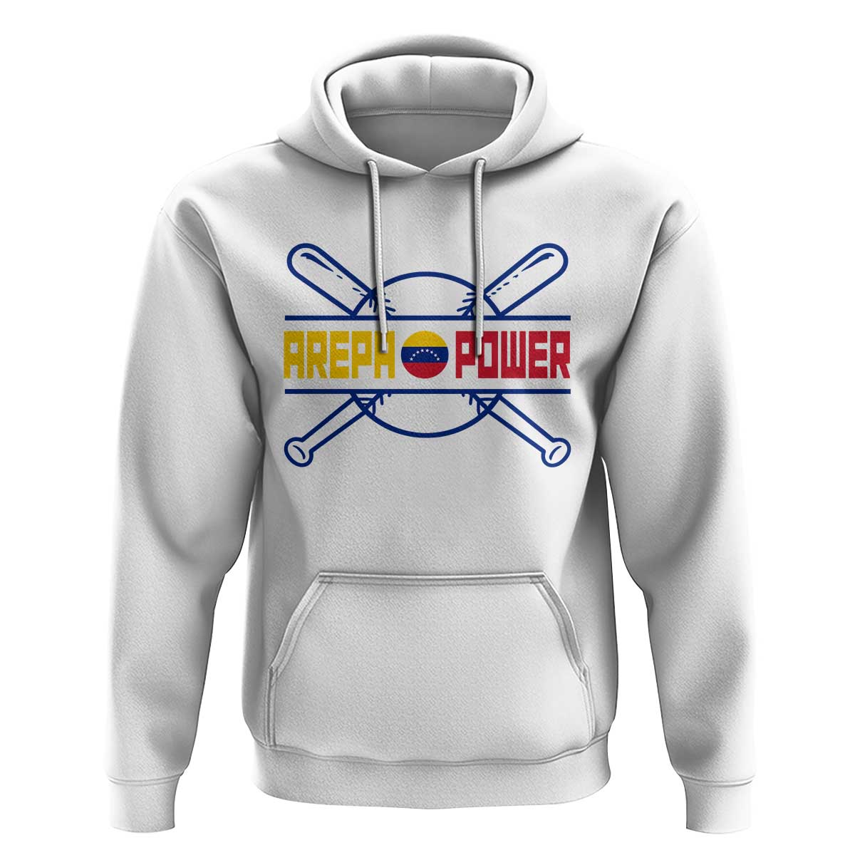 Arepa Power Baseball Crossed Bats Hoodie Funny Venezuelan Pride Gift for Latino Sports Fans