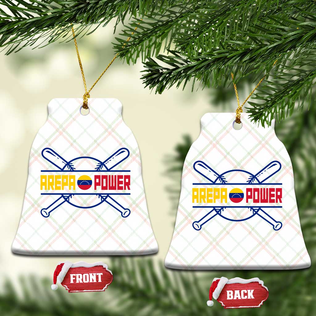 Arepa Power Baseball Crossed Bats Ceramic Ornament Funny Venezuelan Pride Gift for Latino Sports Fans