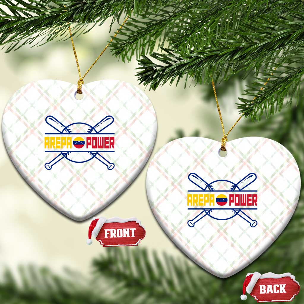 Arepa Power Baseball Crossed Bats Ceramic Ornament Funny Venezuelan Pride Gift for Latino Sports Fans