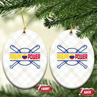 Arepa Power Baseball Crossed Bats Ceramic Ornament Funny Venezuelan Pride Gift for Latino Sports Fans