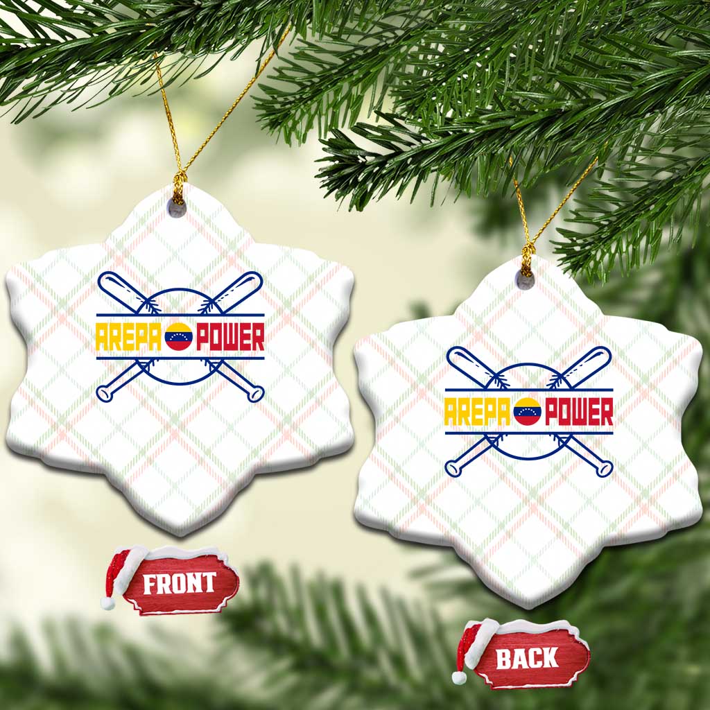 Arepa Power Baseball Crossed Bats Ceramic Ornament Funny Venezuelan Pride Gift for Latino Sports Fans