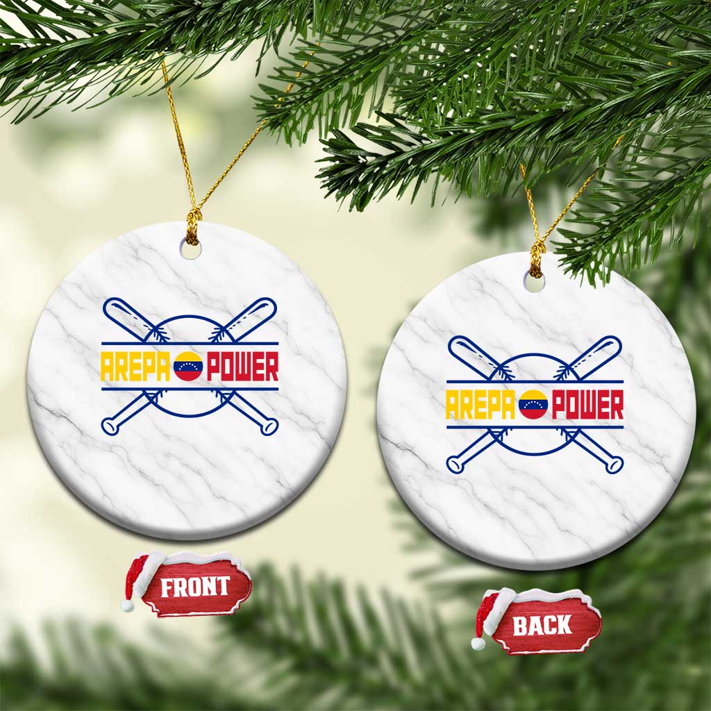 Arepa Power Baseball Crossed Bats Ceramic Ornament Funny Venezuelan Pride Gift for Latino Sports Fans