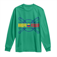 Arepa Power Baseball Crossed Bats Long Sleeve Shirt Funny Venezuelan Pride Gift for Latino Sports Fans