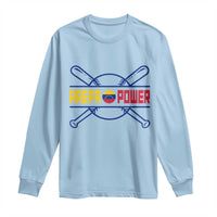 Arepa Power Baseball Crossed Bats Long Sleeve Shirt Funny Venezuelan Pride Gift for Latino Sports Fans