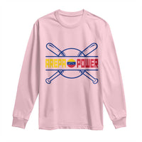 Arepa Power Baseball Crossed Bats Long Sleeve Shirt Funny Venezuelan Pride Gift for Latino Sports Fans