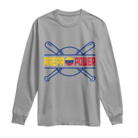 Arepa Power Baseball Crossed Bats Long Sleeve Shirt Funny Venezuelan Pride Gift for Latino Sports Fans