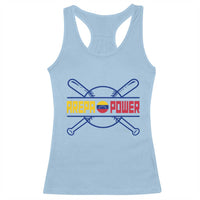 Arepa Power Baseball Crossed Bats Racerback Tank Top Funny Venezuelan Pride Gift for Latino Sports Fans