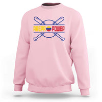 Arepa Power Baseball Crossed Bats Sweatshirt Funny Venezuelan Pride Gift for Latino Sports Fans