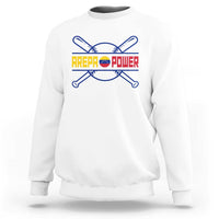Arepa Power Baseball Crossed Bats Sweatshirt Funny Venezuelan Pride Gift for Latino Sports Fans