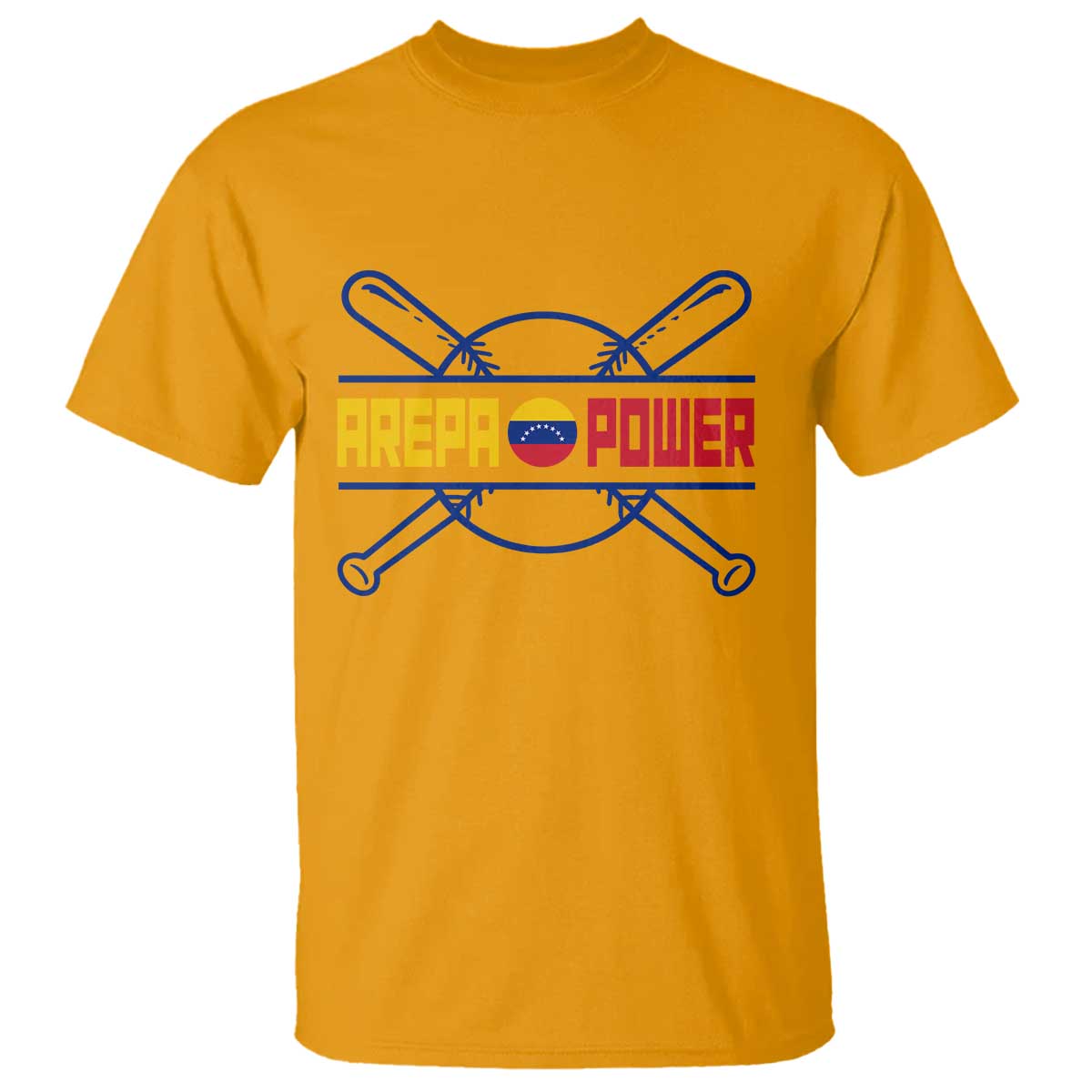 Arepa Power Baseball Crossed Bats T Shirt Funny Venezuelan Pride Gift for Latino Sports Fans