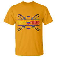 Arepa Power Baseball Crossed Bats T Shirt Funny Venezuelan Pride Gift for Latino Sports Fans