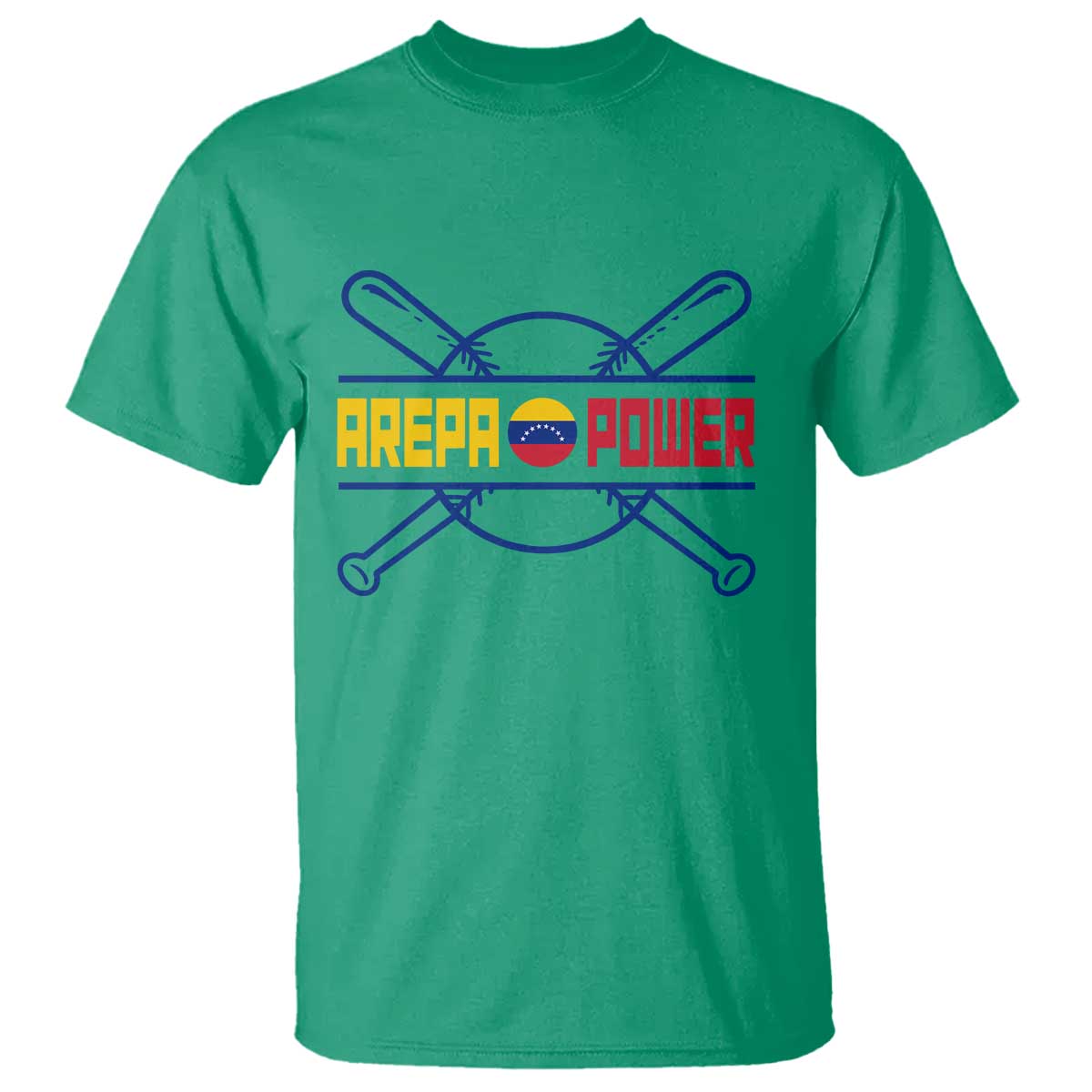 Arepa Power Baseball Crossed Bats T Shirt Funny Venezuelan Pride Gift for Latino Sports Fans