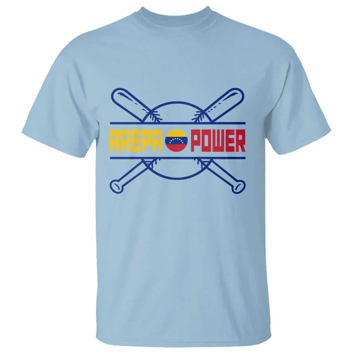 Arepa Power Baseball Crossed Bats T Shirt Funny Venezuelan Pride Gift for Latino Sports Fans