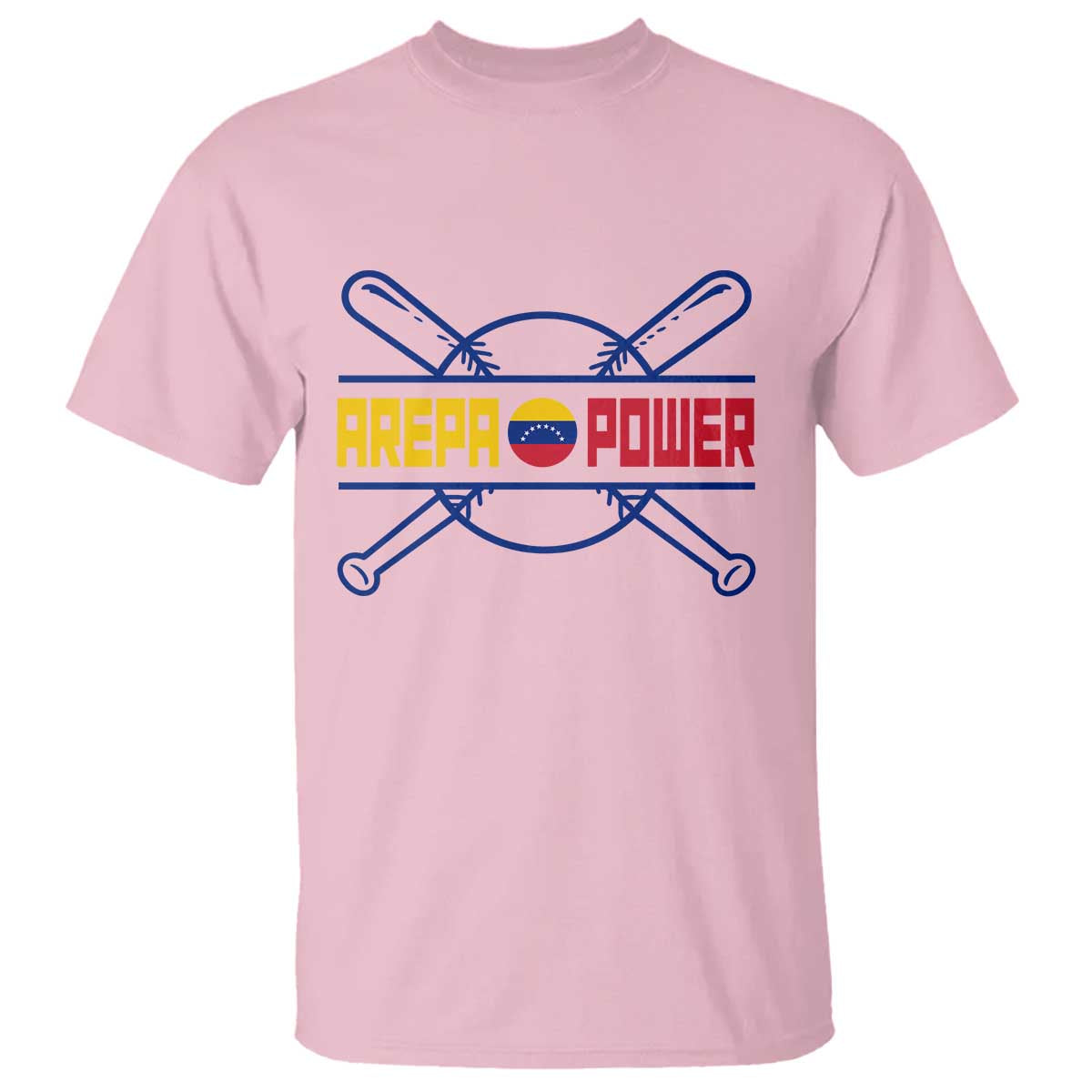 Arepa Power Baseball Crossed Bats T Shirt Funny Venezuelan Pride Gift for Latino Sports Fans
