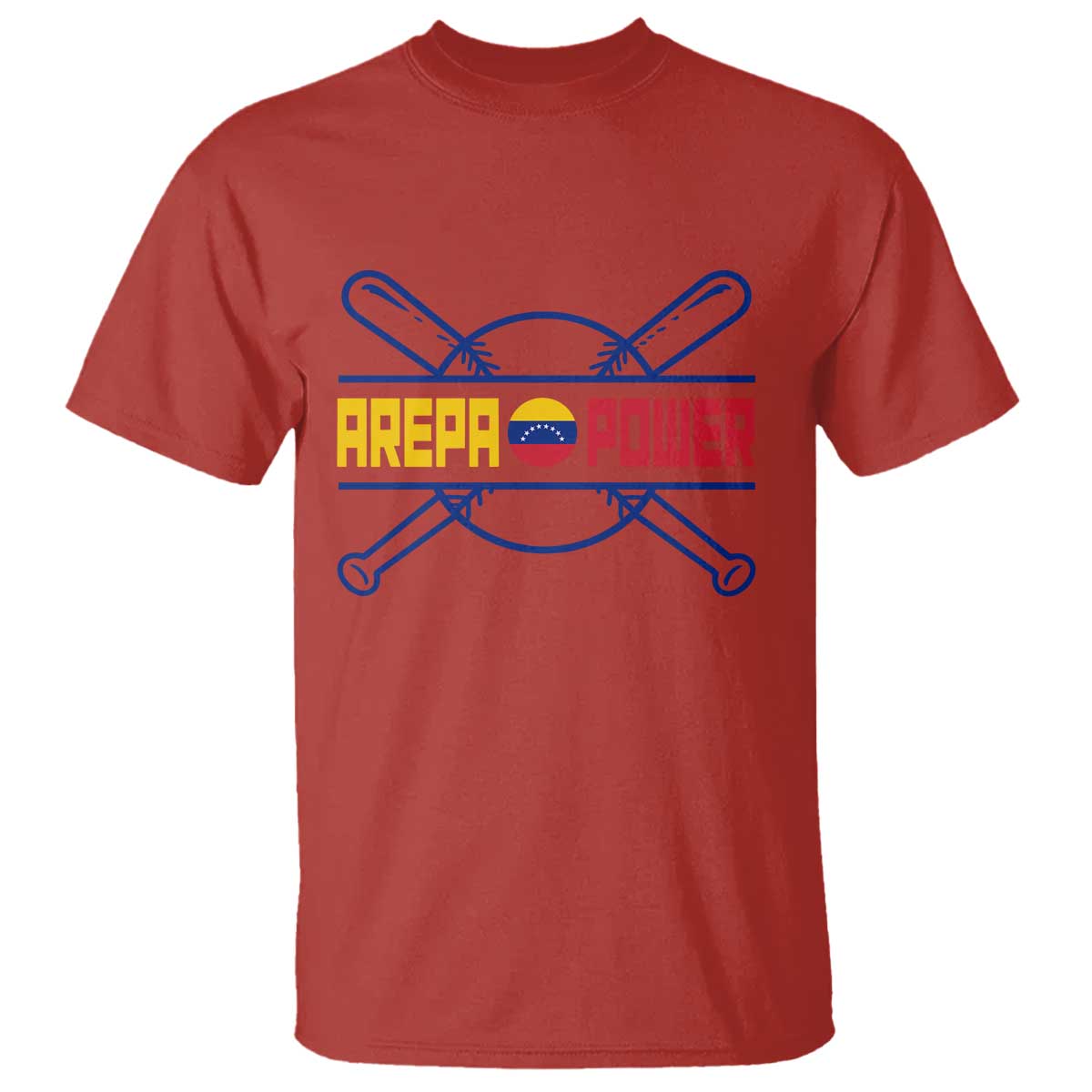 Arepa Power Baseball Crossed Bats T Shirt Funny Venezuelan Pride Gift for Latino Sports Fans