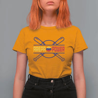 Arepa Power Baseball Crossed Bats T Shirt For Women Funny Venezuelan Pride Gift for Latino Sports Fans