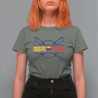 Arepa Power Baseball Crossed Bats T Shirt For Women Funny Venezuelan Pride Gift for Latino Sports Fans