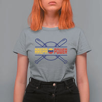 Arepa Power Baseball Crossed Bats T Shirt For Women Funny Venezuelan Pride Gift for Latino Sports Fans