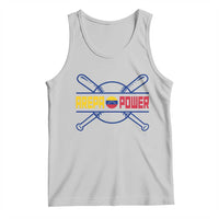 Arepa Power Baseball Crossed Bats Tank Top Funny Venezuelan Pride Gift for Latino Sports Fans