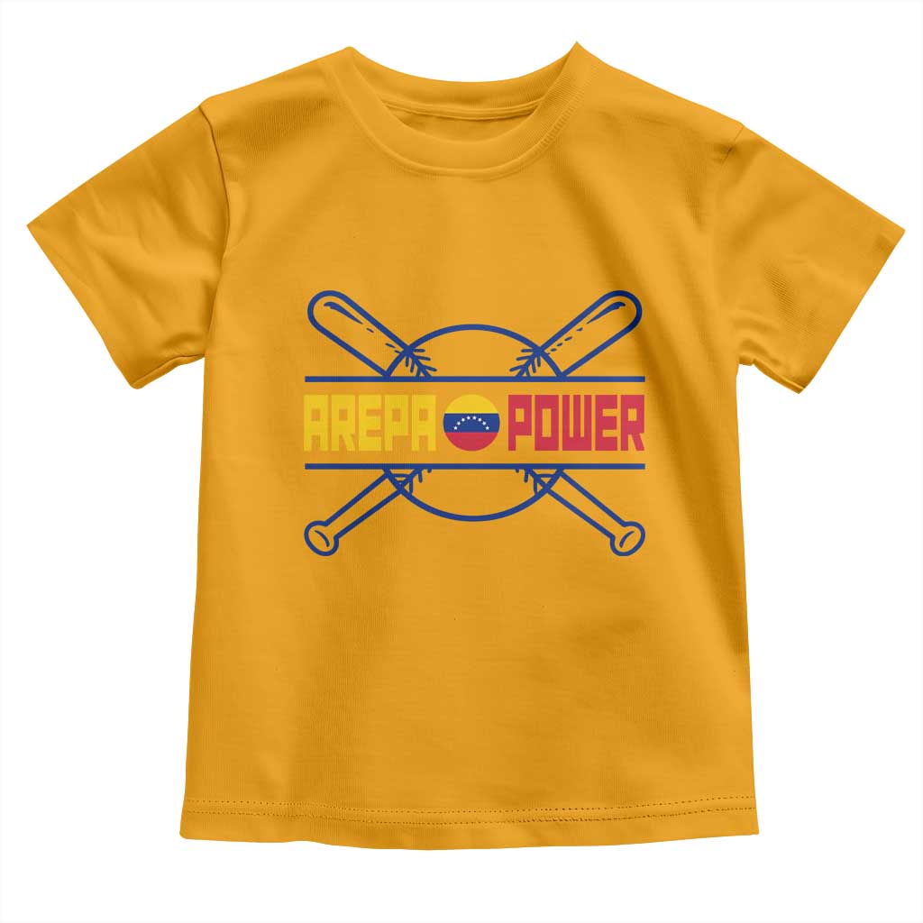 Arepa Power Baseball Crossed Bats Toddler T Shirt Funny Venezuelan Pride Gift for Latino Sports Fans