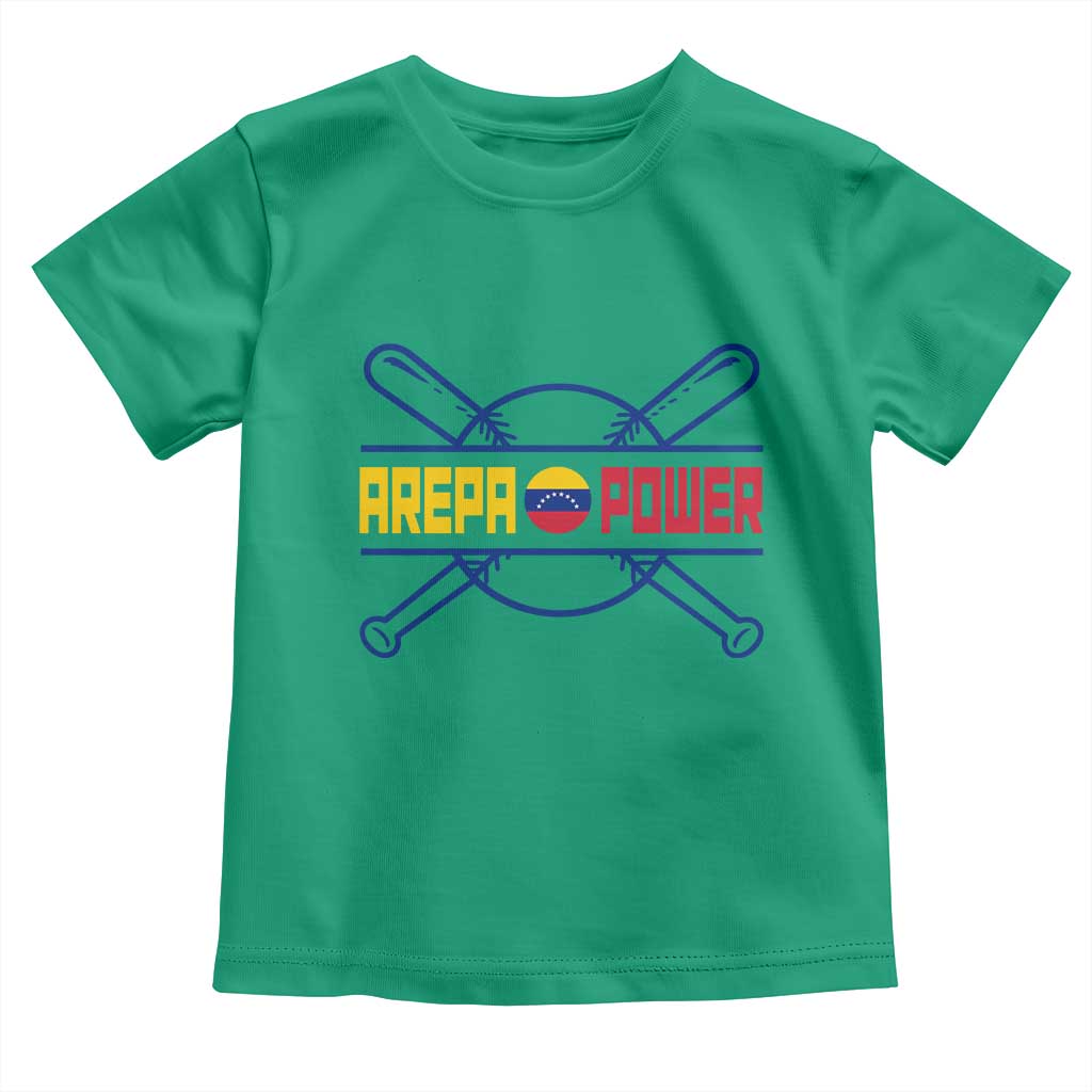 Arepa Power Baseball Crossed Bats Toddler T Shirt Funny Venezuelan Pride Gift for Latino Sports Fans