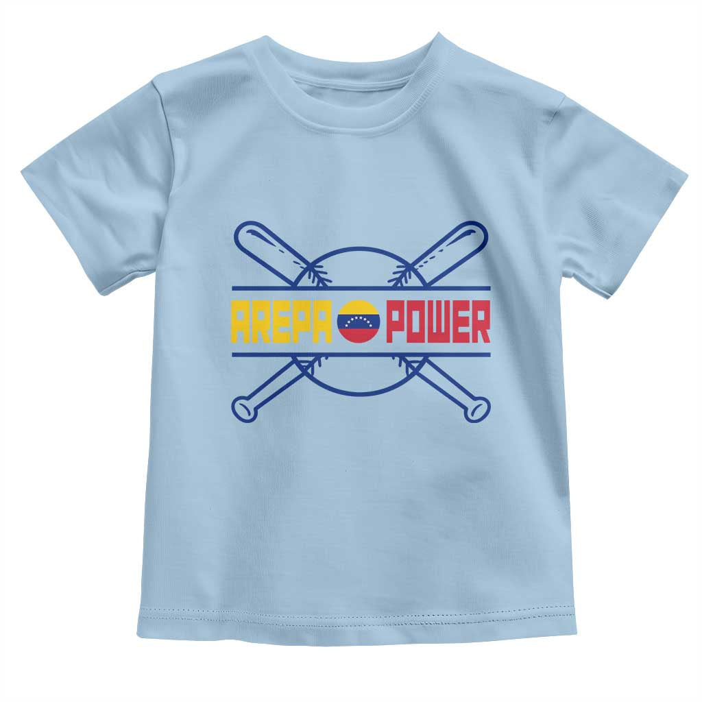 Arepa Power Baseball Crossed Bats Toddler T Shirt Funny Venezuelan Pride Gift for Latino Sports Fans