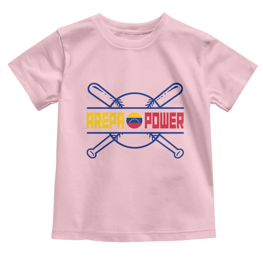 Arepa Power Baseball Crossed Bats Toddler T Shirt Funny Venezuelan Pride Gift for Latino Sports Fans