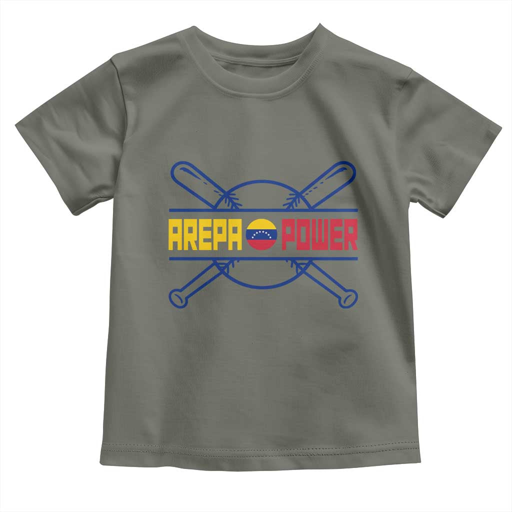 Arepa Power Baseball Crossed Bats Toddler T Shirt Funny Venezuelan Pride Gift for Latino Sports Fans