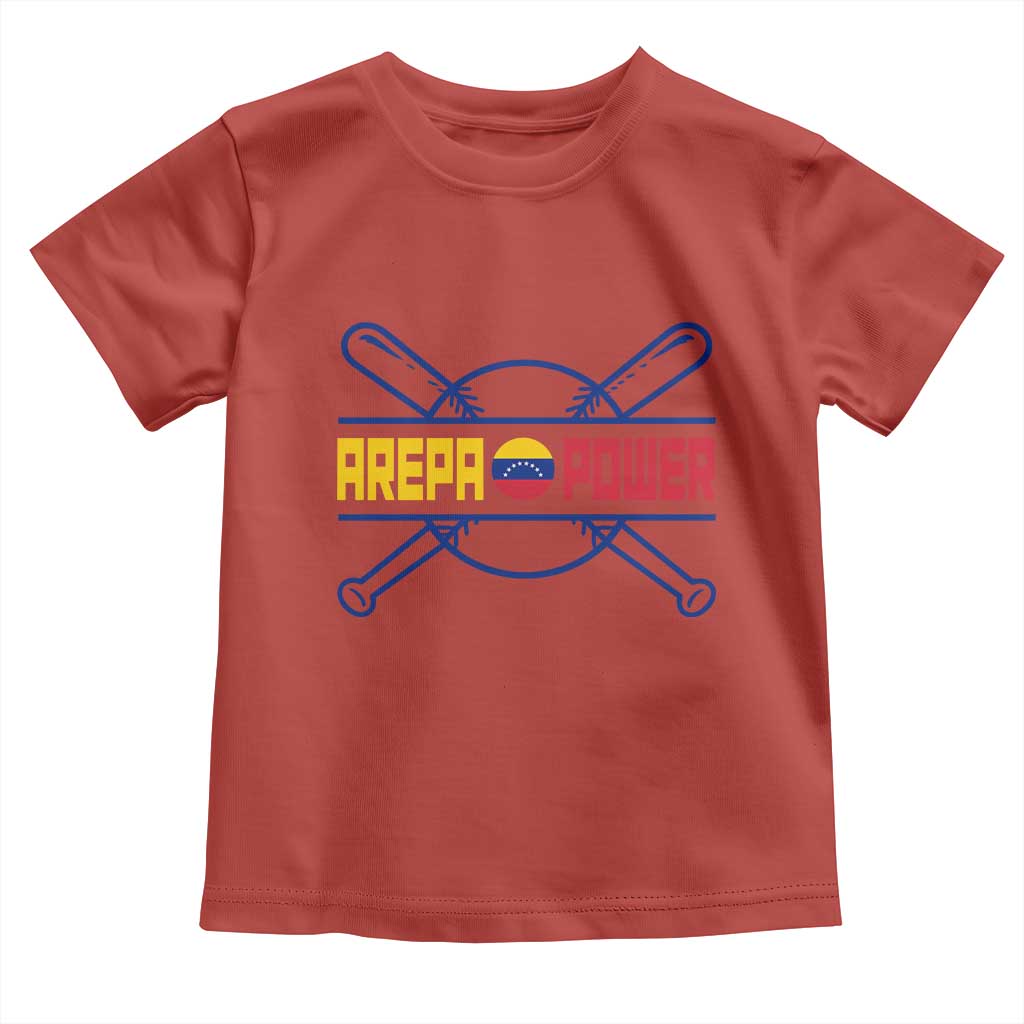 Arepa Power Baseball Crossed Bats Toddler T Shirt Funny Venezuelan Pride Gift for Latino Sports Fans
