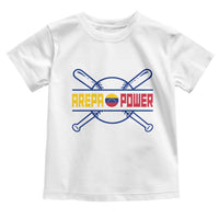 Arepa Power Baseball Crossed Bats Toddler T Shirt Funny Venezuelan Pride Gift for Latino Sports Fans
