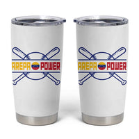Arepa Power Baseball Crossed Bats Tumbler Cup Funny Venezuelan Pride Gift for Latino Sports Fans