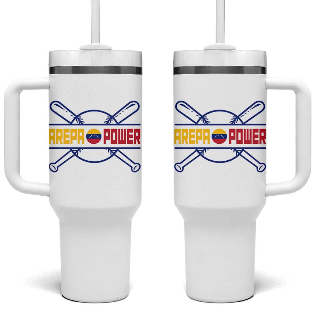 Arepa Power Baseball Crossed Bats Tumbler With Handle Funny Venezuelan Pride Gift for Latino Sports Fans