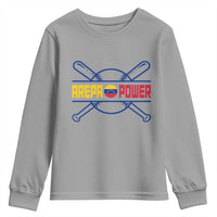 Arepa Power Baseball Crossed Bats Youth Sweatshirt Funny Venezuelan Pride Gift for Latino Sports Fans