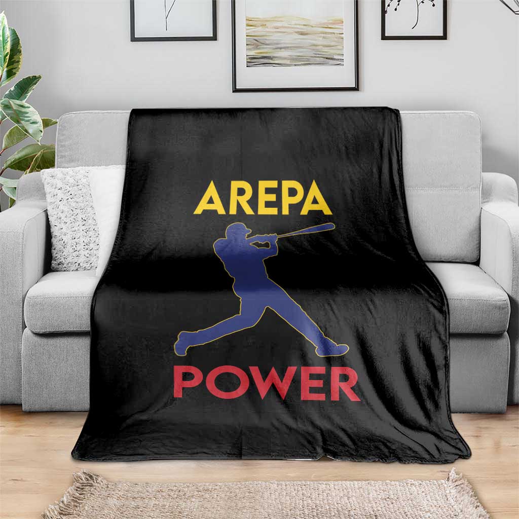 Arepa Power Baseball Batter Silhouette Throw Blanket Venezuelan Pride Beisbol for Baseball Fans