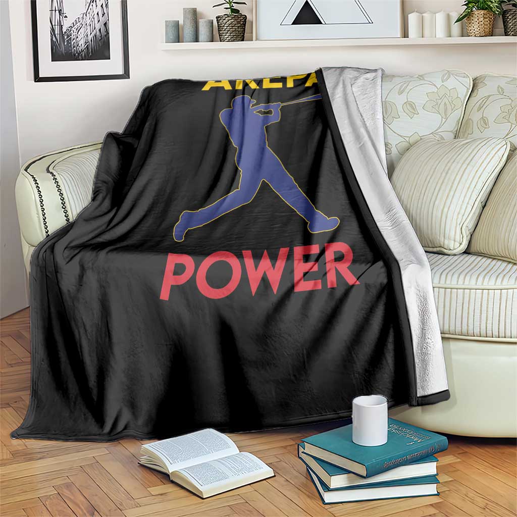 Arepa Power Baseball Batter Silhouette Throw Blanket Venezuelan Pride Beisbol for Baseball Fans
