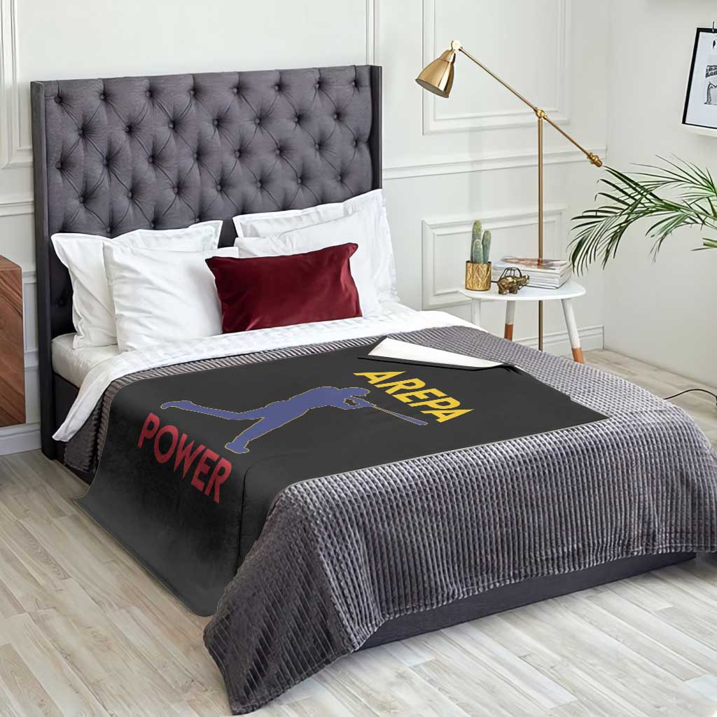 Arepa Power Baseball Batter Silhouette Throw Blanket Venezuelan Pride Beisbol for Baseball Fans