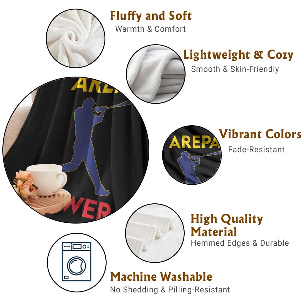 Arepa Power Baseball Batter Silhouette Throw Blanket Venezuelan Pride Beisbol for Baseball Fans