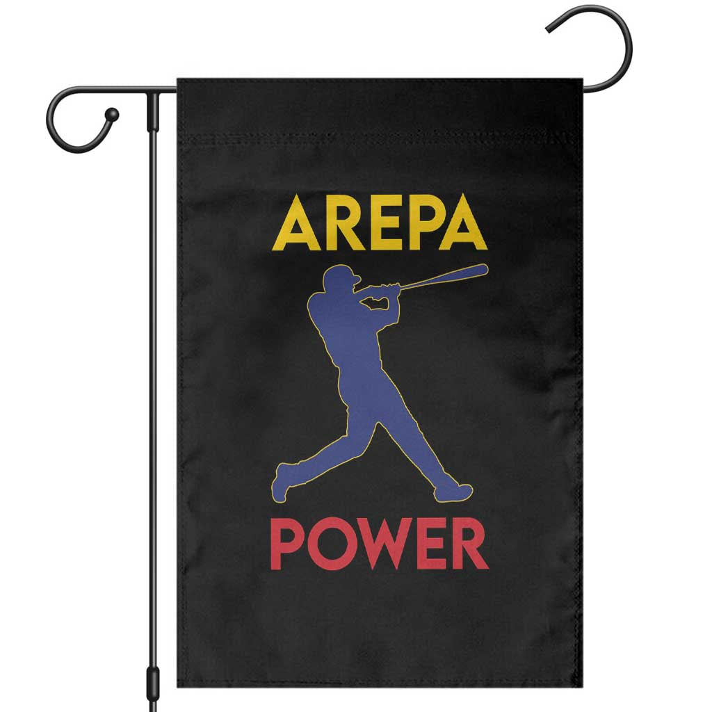 Arepa Power Baseball Batter Silhouette Garden Flag Venezuelan Pride Beisbol for Baseball Fans