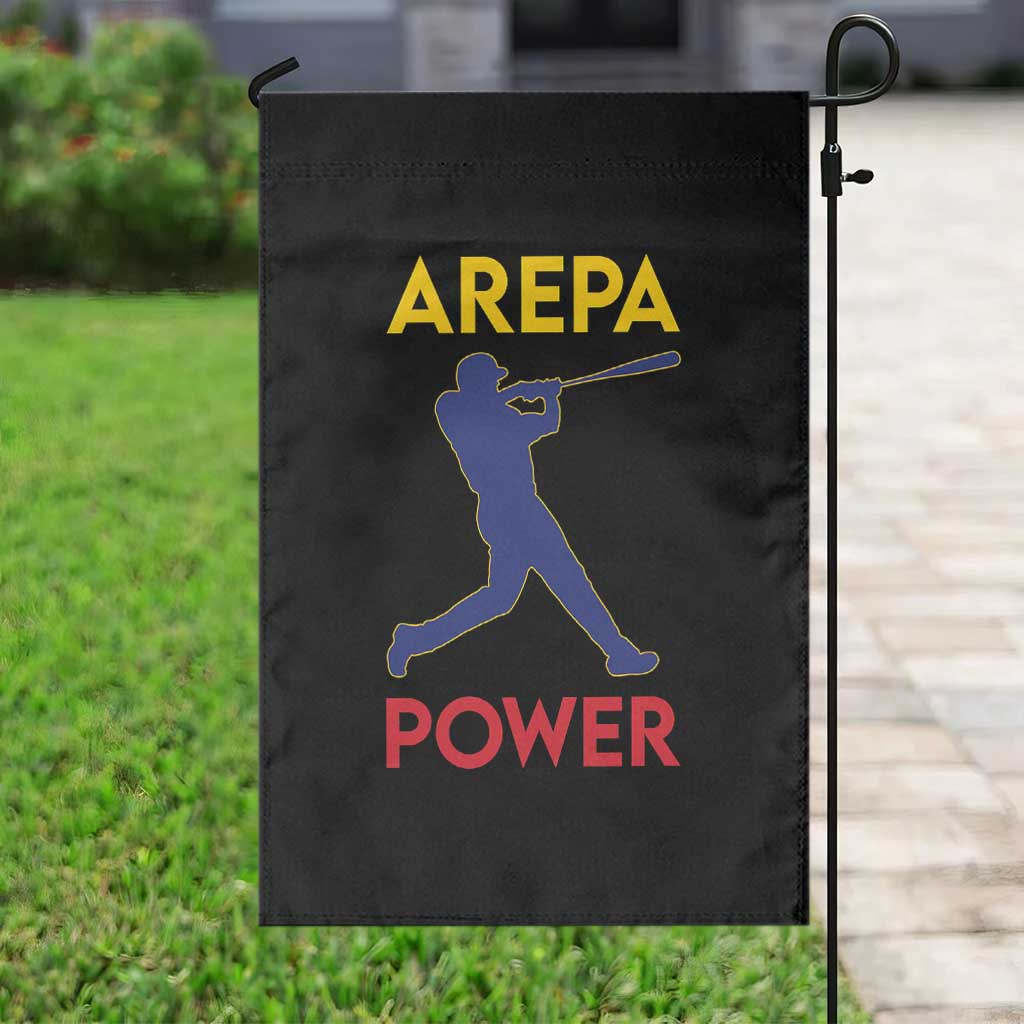 Arepa Power Baseball Batter Silhouette Garden Flag Venezuelan Pride Beisbol for Baseball Fans
