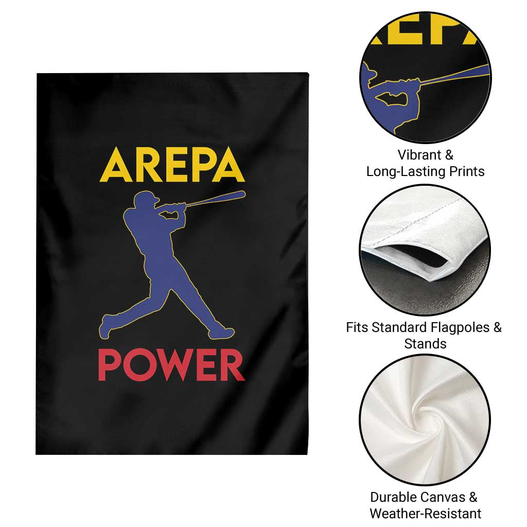 Arepa Power Baseball Batter Silhouette Garden Flag Venezuelan Pride Beisbol for Baseball Fans