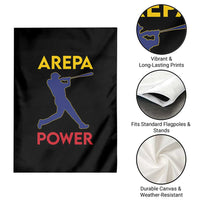 Arepa Power Baseball Batter Silhouette Garden Flag Venezuelan Pride Beisbol for Baseball Fans