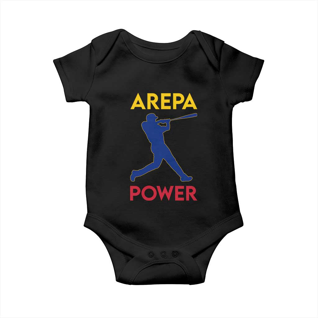 Arepa Power Baseball Batter Silhouette Baby Onesie Venezuelan Pride Beisbol for Baseball Fans