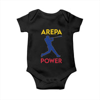 Arepa Power Baseball Batter Silhouette Baby Onesie Venezuelan Pride Beisbol for Baseball Fans