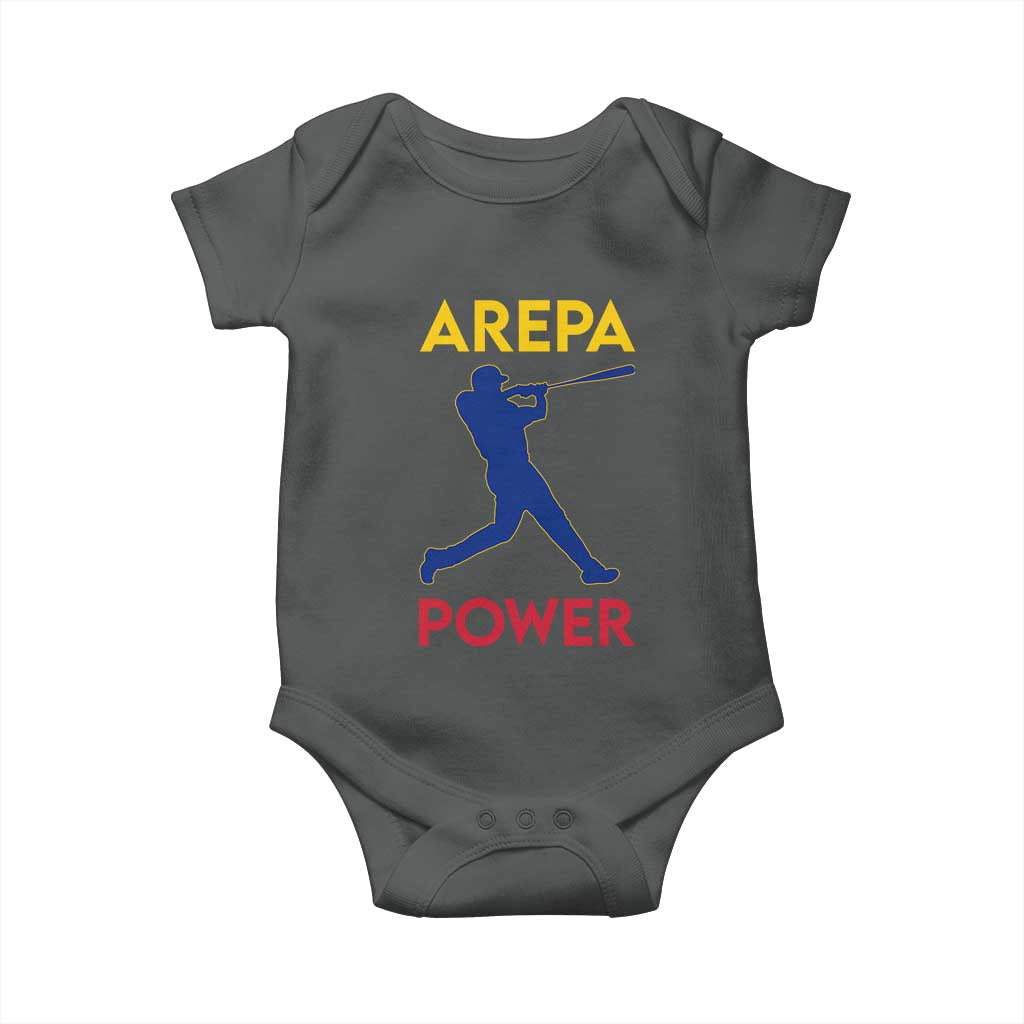 Arepa Power Baseball Batter Silhouette Baby Onesie Venezuelan Pride Beisbol for Baseball Fans
