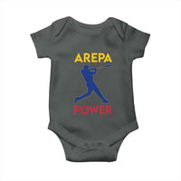 Arepa Power Baseball Batter Silhouette Baby Onesie Venezuelan Pride Beisbol for Baseball Fans