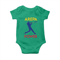 Arepa Power Baseball Batter Silhouette Baby Onesie Venezuelan Pride Beisbol for Baseball Fans