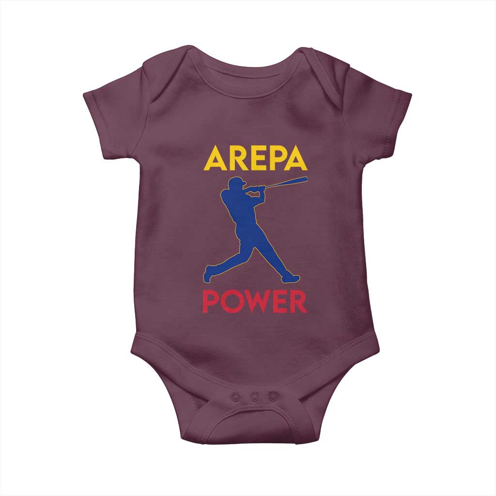 Arepa Power Baseball Batter Silhouette Baby Onesie Venezuelan Pride Beisbol for Baseball Fans