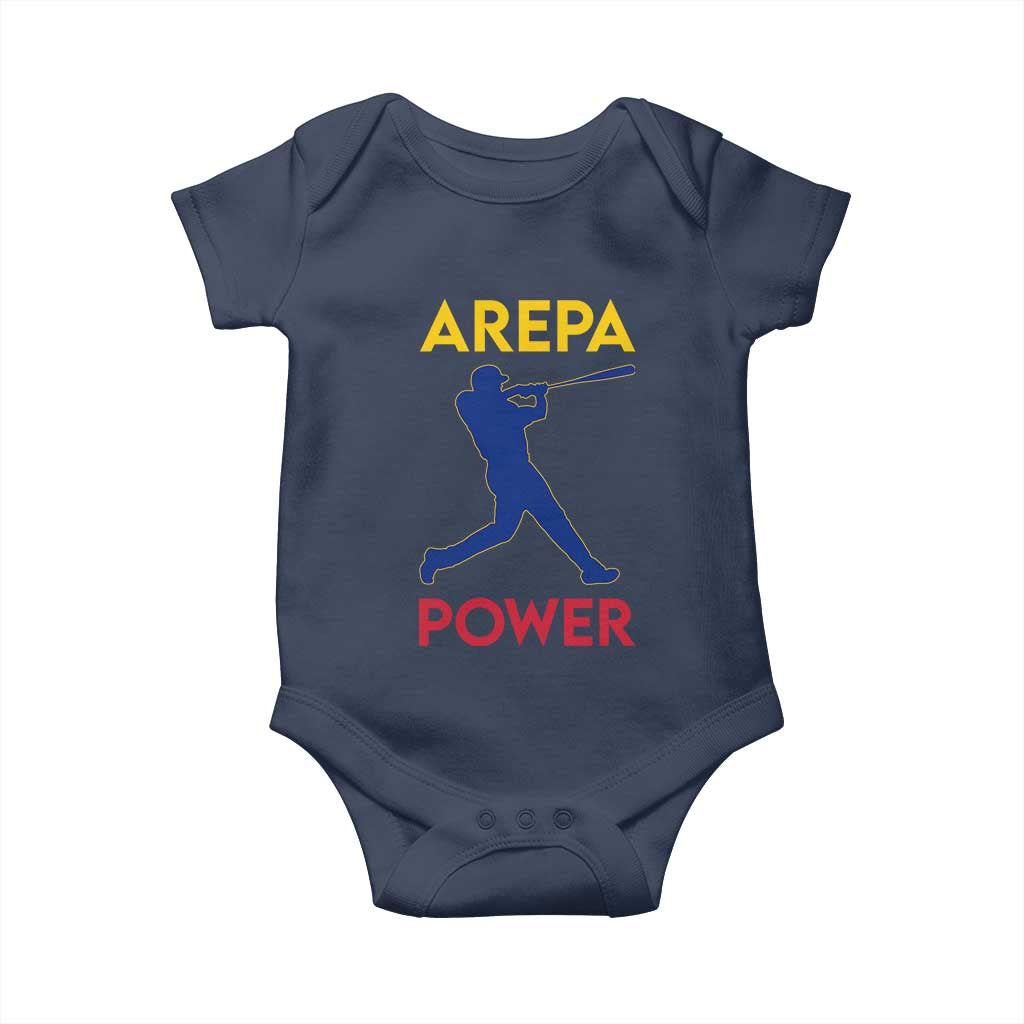 Arepa Power Baseball Batter Silhouette Baby Onesie Venezuelan Pride Beisbol for Baseball Fans